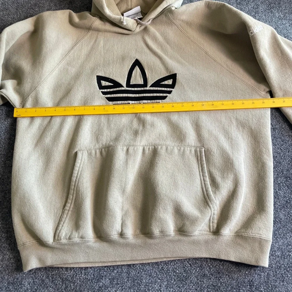 Vintage Adidas Originals Trefoil Hoodie Tan Beige Made in‎ USA Mens XL RN88387